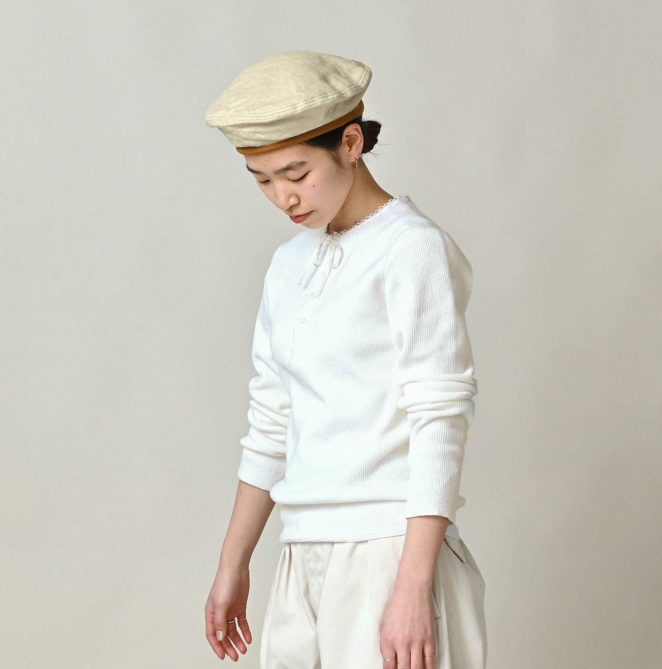 Rib Knitsew Henley Female Model