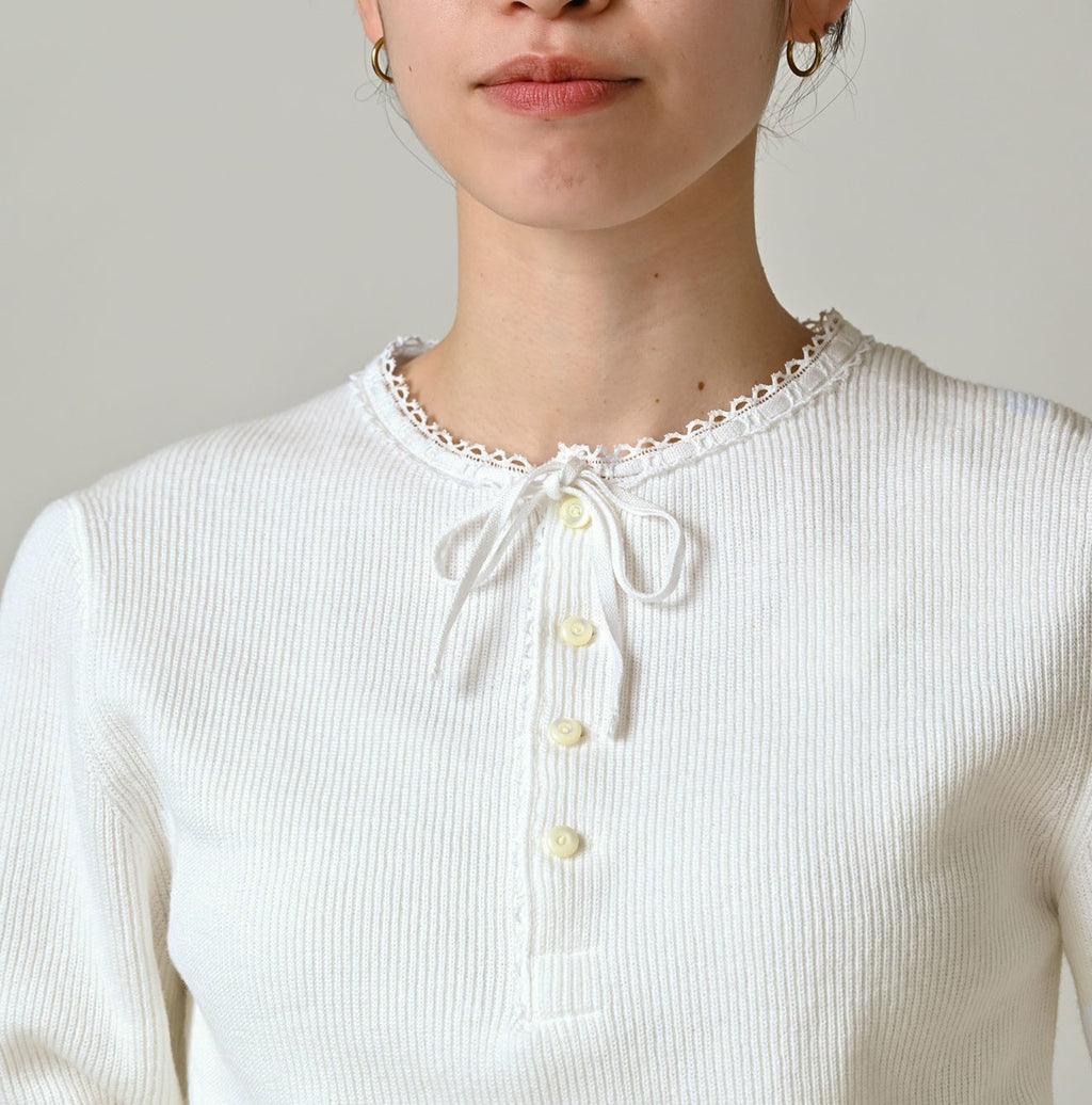 Rib Knitsew Henley Detail