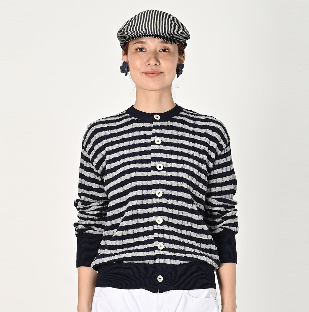 Super Gauze Cable Border 908 Knitsew Cardigan Female Model