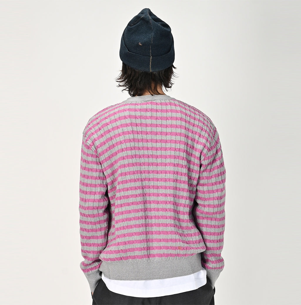Super Gauze Cable Border 908 Knitsew Cardigan Male Model