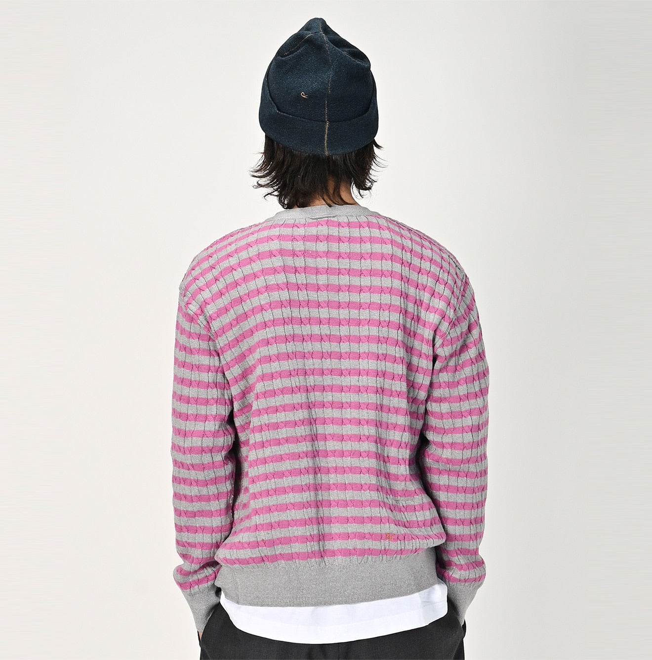 Super Gauze Cable Border 908 Knitsew Cardigan Male Model