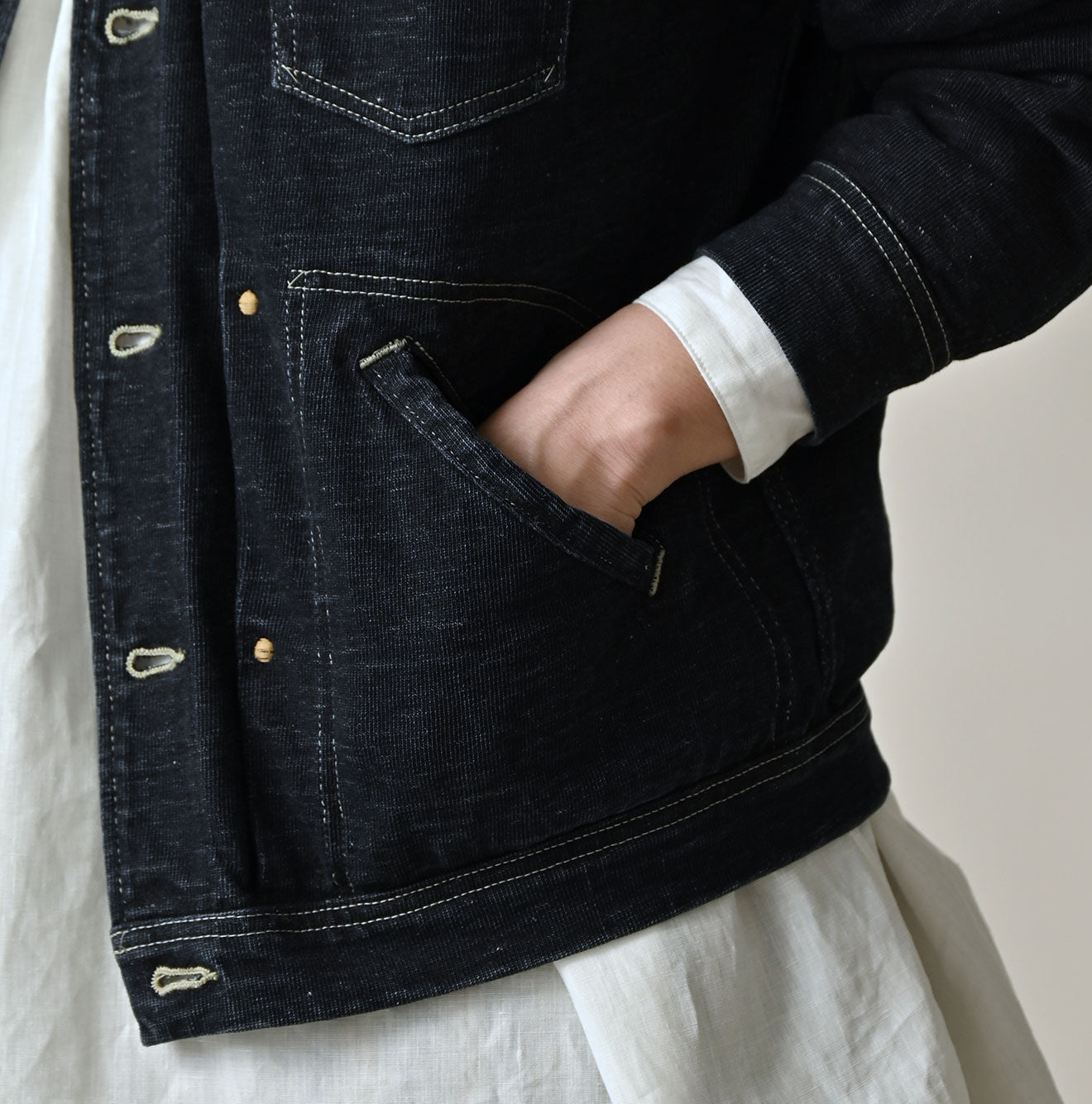 Indigo Denim Tenjiku G Jacket Detail