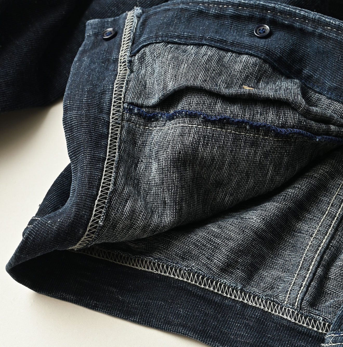 Indigo Denim Tenjiku G Jacket Detail