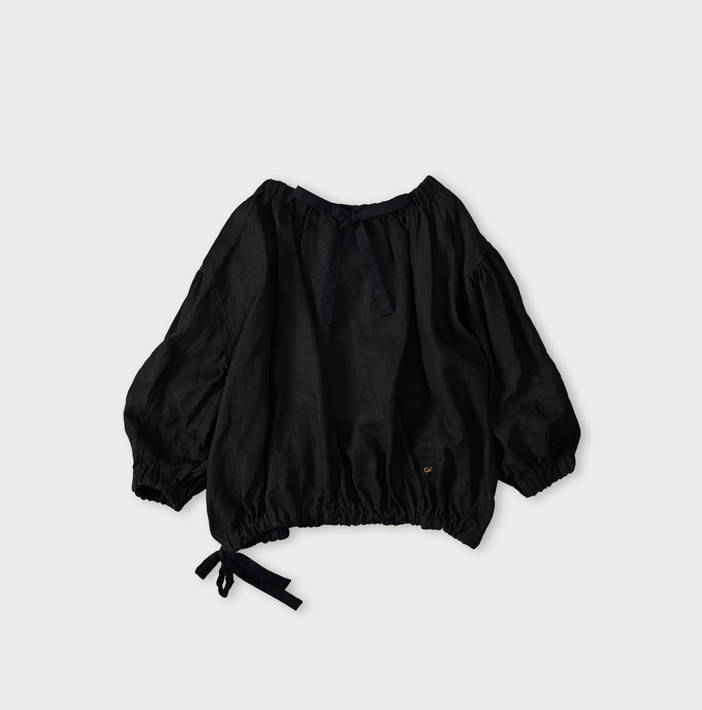Indigo Linen Cloth Sack Blouse Back