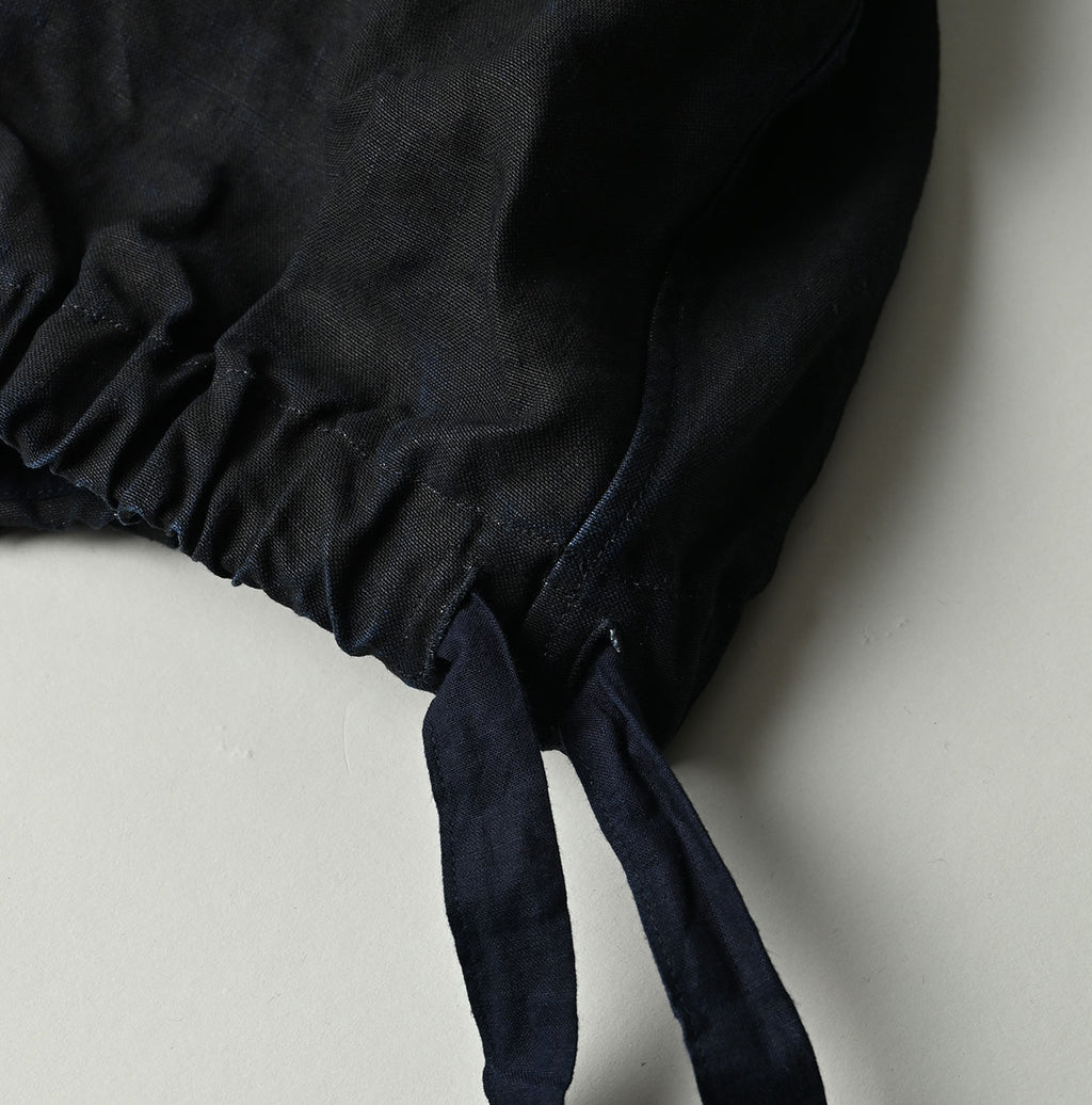 Indigo Linen Cloth Sack Blouse Detail