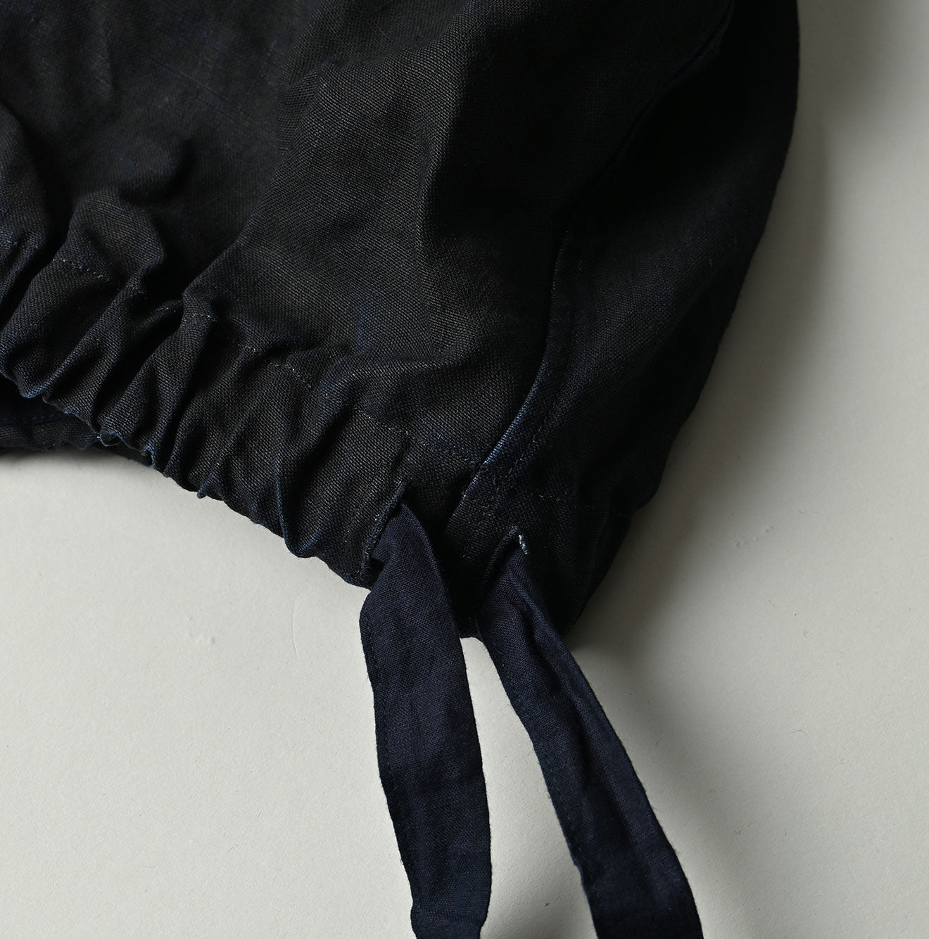 Indigo Linen Cloth Sack Blouse Detail