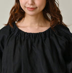 Indigo Linen Cloth Sack Blouse Detail