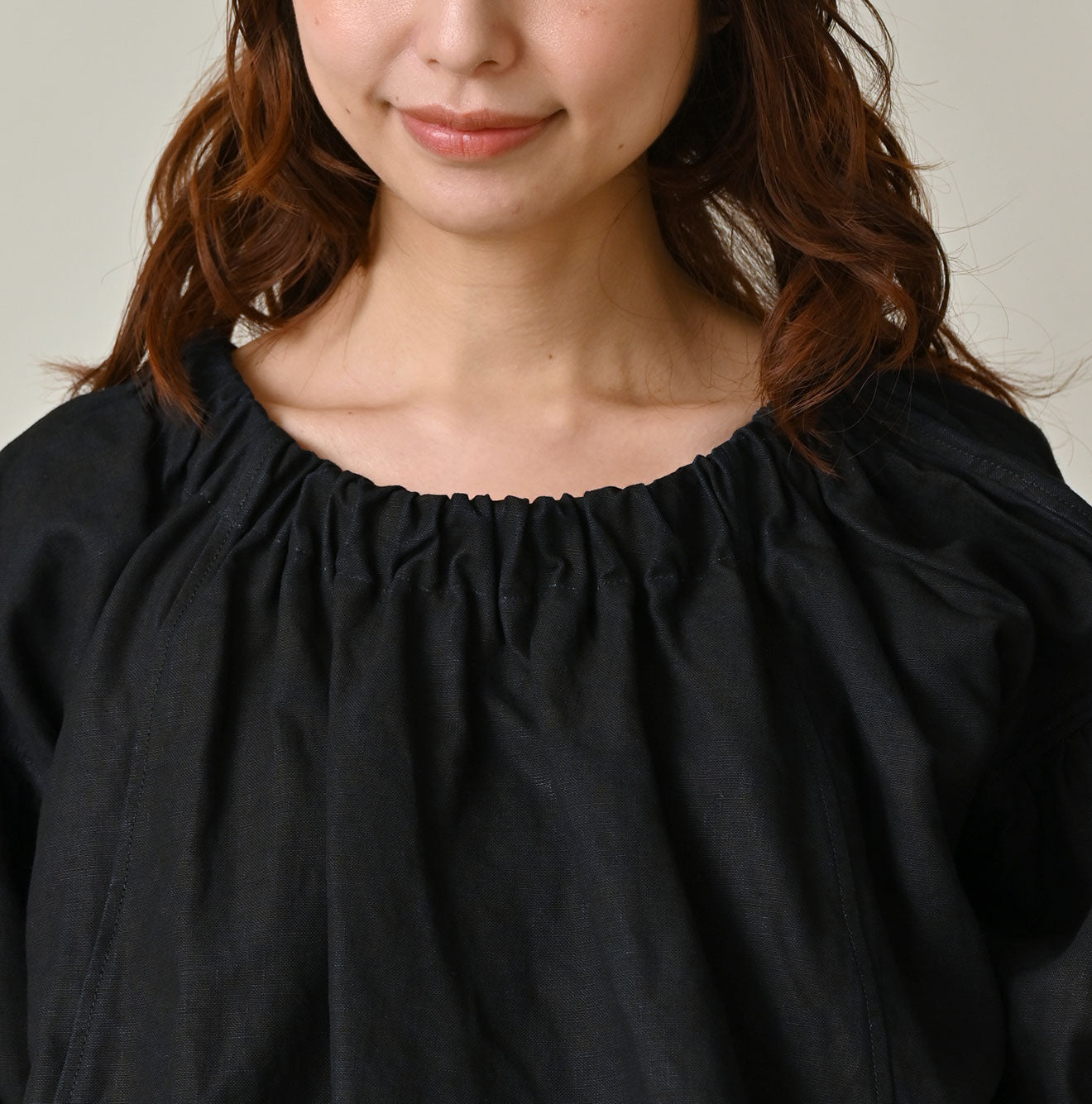 Indigo Linen Cloth Sack Blouse Detail