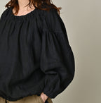 Indigo Linen Cloth Sack Blouse Detail
