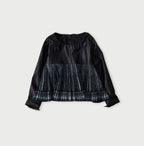 Indigo Discharge Print Aoi Sarasa Print Satin x Pleats Blouse