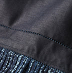 Indigo Discharge Print Aoi Sarasa Print Satin x Pleats Blouse Detail