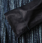 Indigo Discharge Print Aoi Sarasa Print Satin x Pleats Blouse Detail