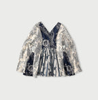 Indian Khadi Block Print Patchwork Blouse Navy