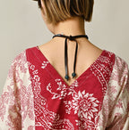 Indian Khadi Block Print Patchwork Blouse Detail