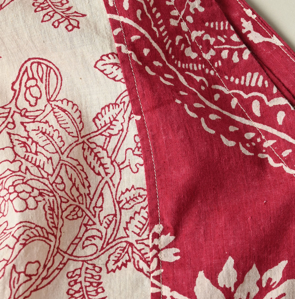 Indian Khadi Block Print Patchwork Blouse Detail