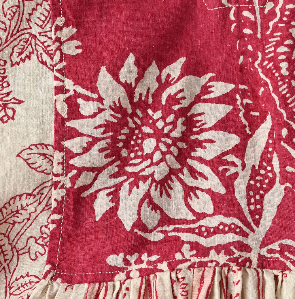 Indian Khadi Block Print Patchwork Blouse Detail