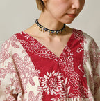 Indian Khadi Block Print Patchwork Blouse Detail