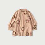 Indian Khadi OX SAIJIKI Poyon Puff Blouse Red Stripes