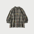 Indian Khadi OX SAIJIKI Poyon Puff Blouse Charcoal Check