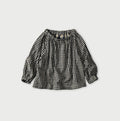 Indigo Double Woven Shirring Blouse Benkei Plaid