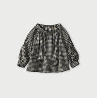 Indigo Double Woven Shirring Blouse