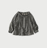 Indigo Double Woven Shirring Blouse Benkei Plaid