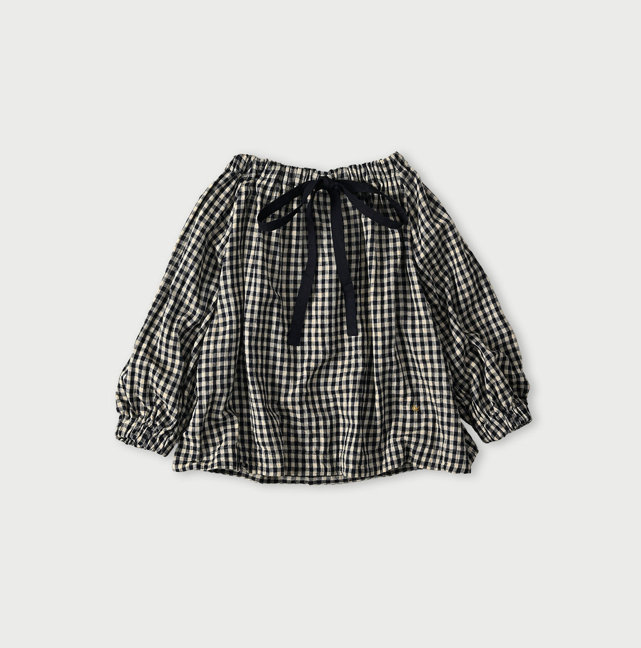 Indigo Double Woven Shirring Blouse Back