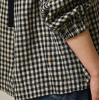 Indigo Double Woven Shirring Blouse Detail