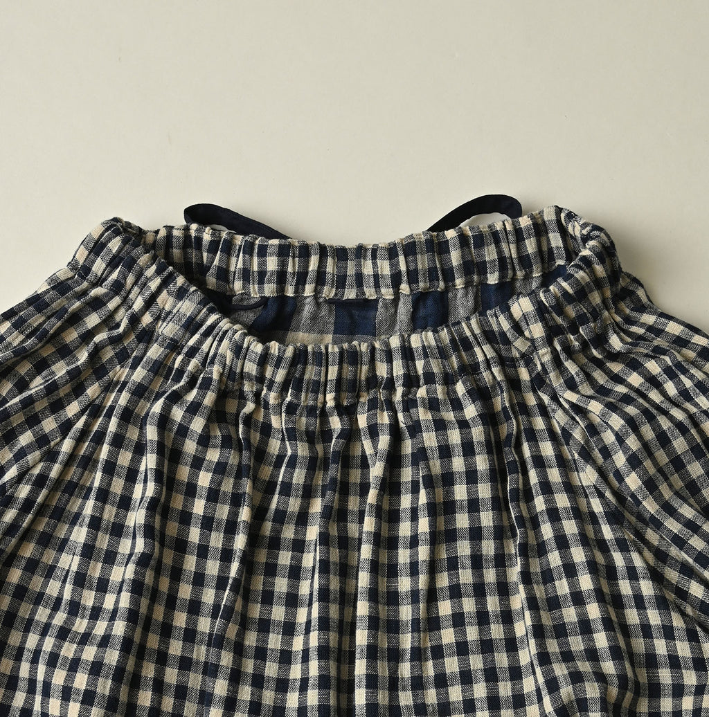 Indigo Double Woven Shirring Blouse Detail