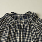 Indigo Double Woven Shirring Blouse Detail