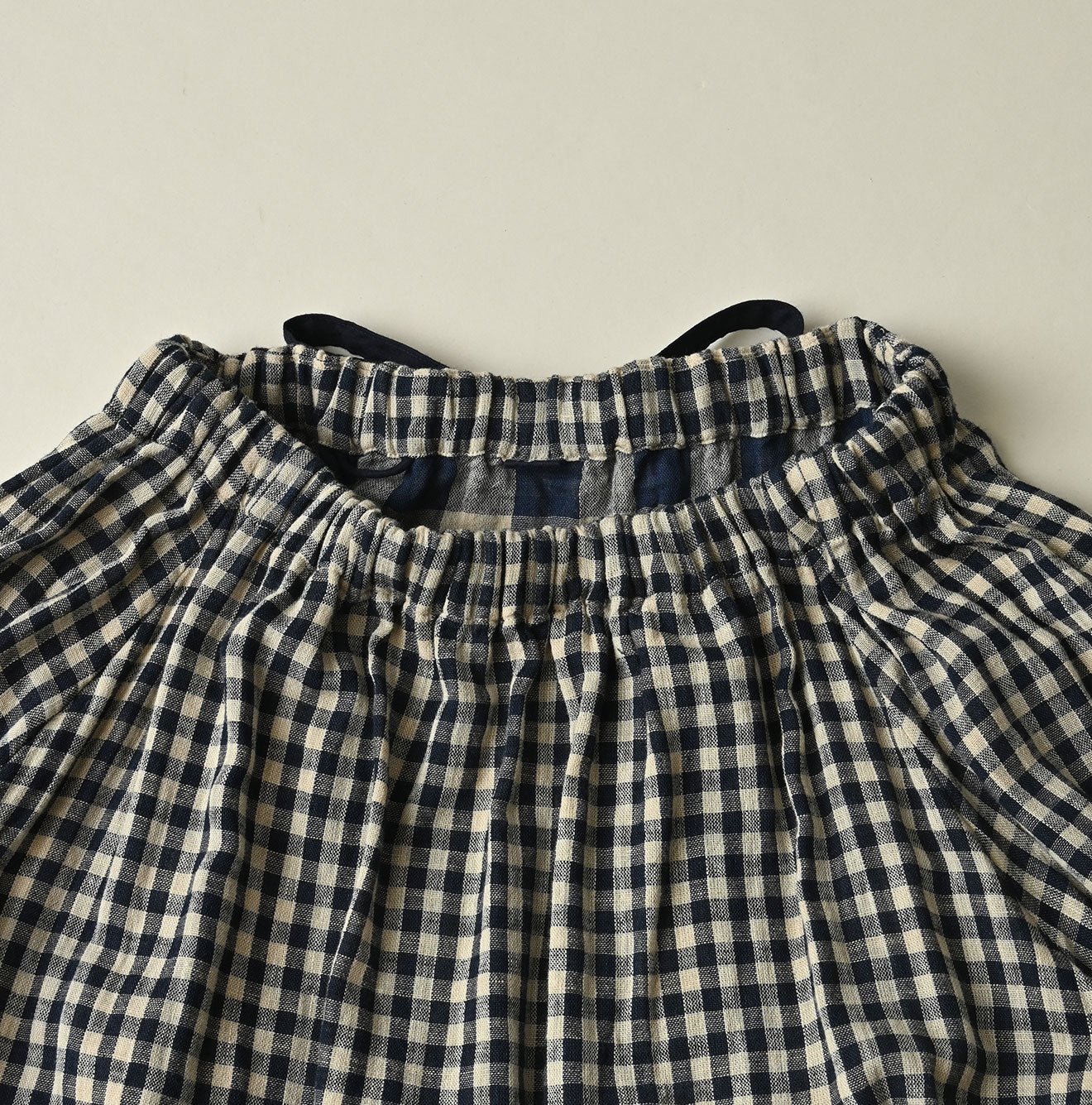 Indigo Double Woven Shirring Blouse Detail