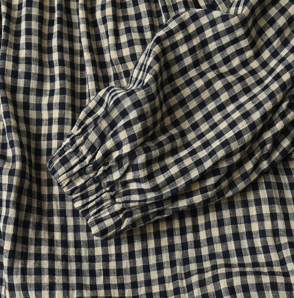 Indigo Double Woven Shirring Blouse Detail