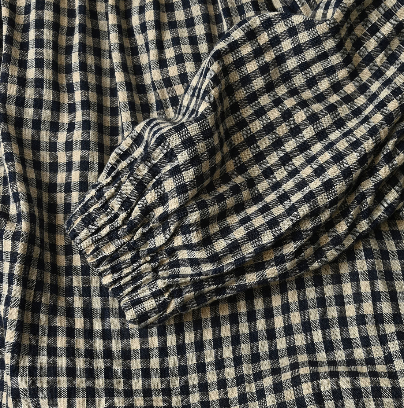 Indigo Double Woven Shirring Blouse Detail