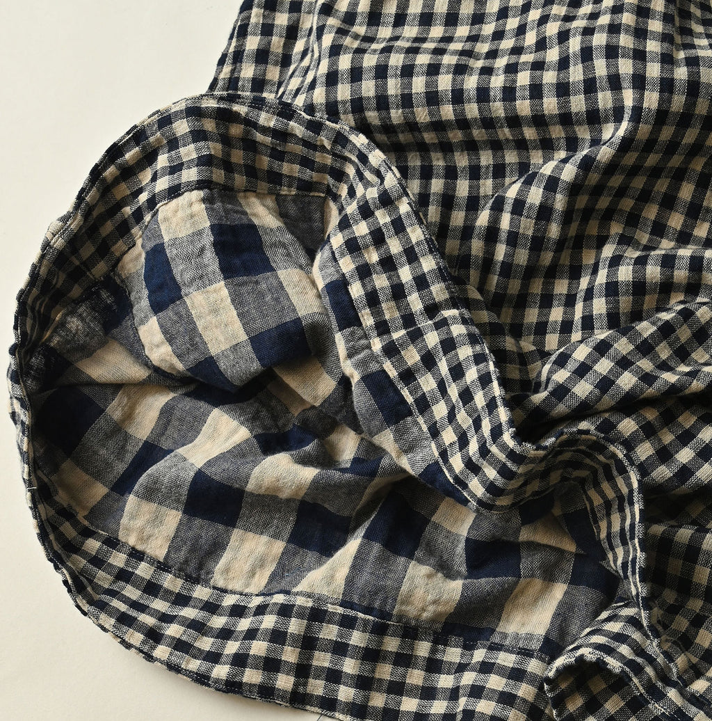 Indigo Double Woven Shirring Blouse Detail