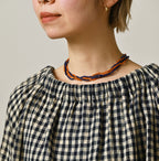 Indigo Double Woven Shirring Blouse Detail