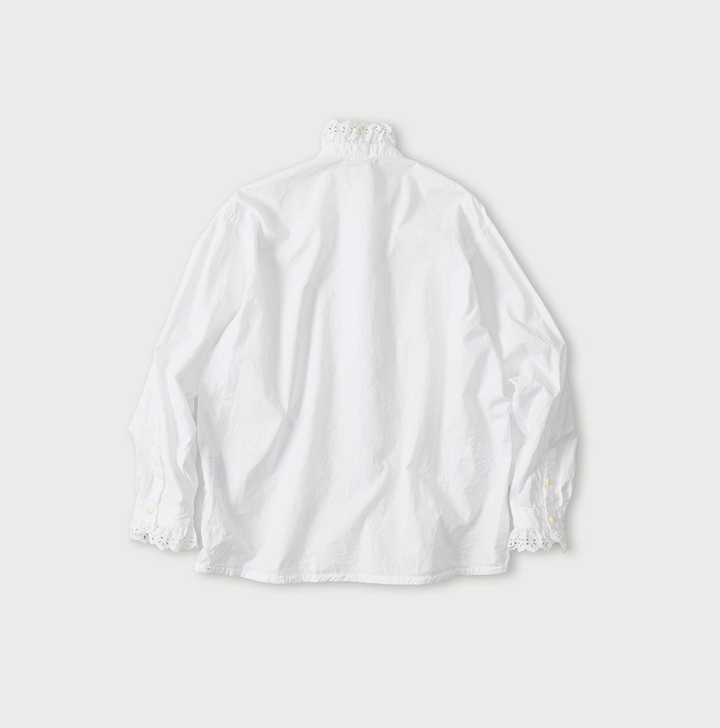 White Supima Batiste Cutwork Blouse Back
