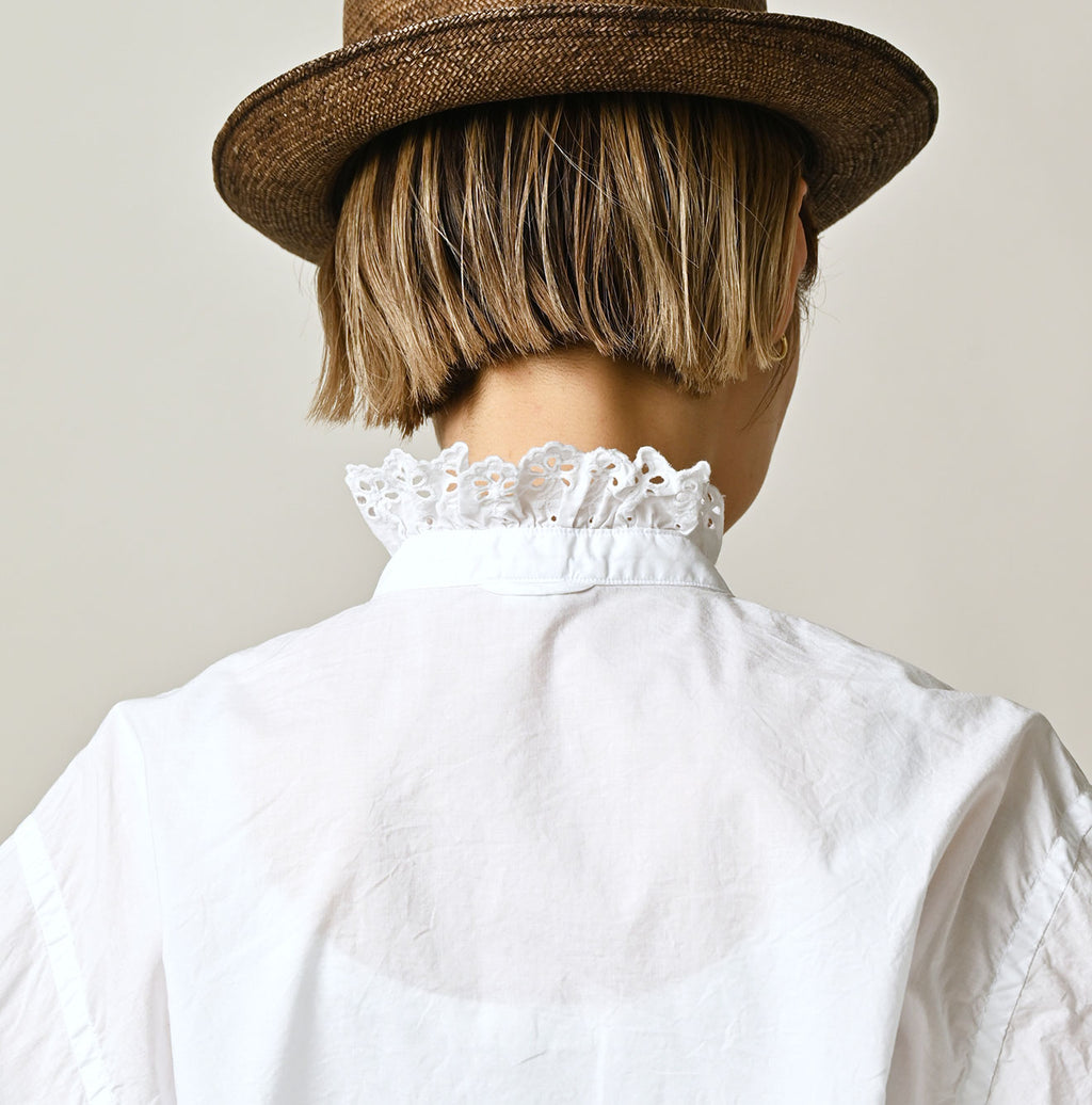 White Supima Batiste Cutwork Bouse Detail