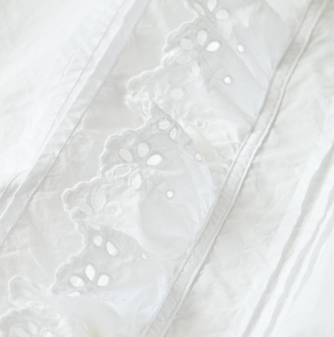 White Supima Batiste Cutwork Bouse Detail