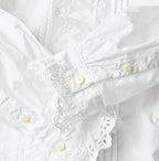 White Supima Batiste Cutwork Bouse Detail