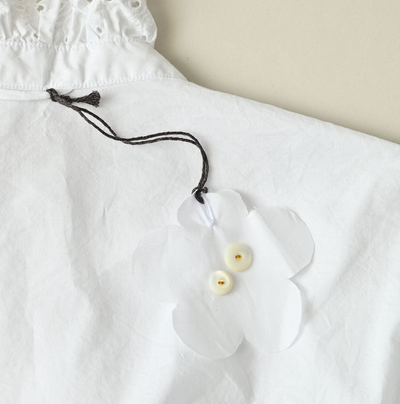 White Supima Batiste Cutwork Bouse Detail