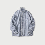 Supima Batiste Cutwork Blouse Blue Mini Houndstooth