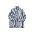 Supima Batiste Cutwork Blouse Blue Mini Houndstooth
