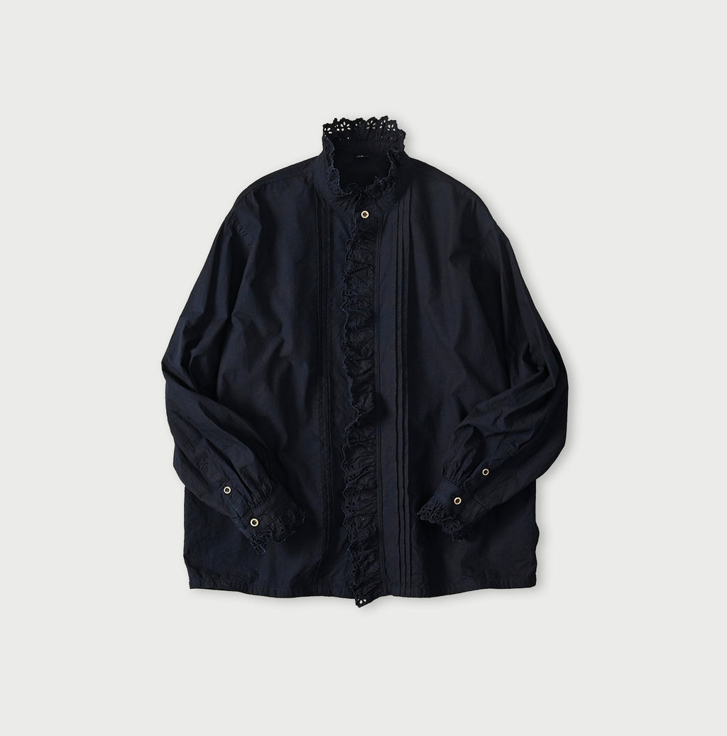 Indigo Supima Batiste Cutwork Blouse