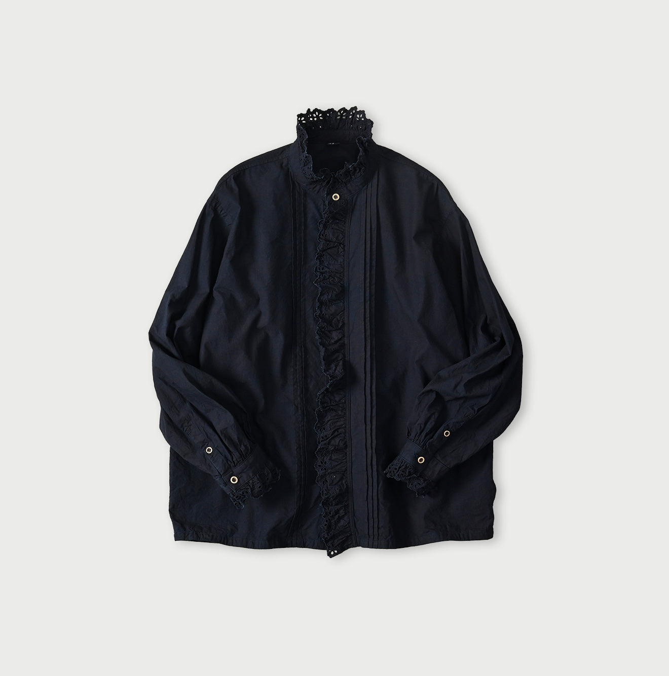 Indigo Supima Batiste Cutwork Blouse