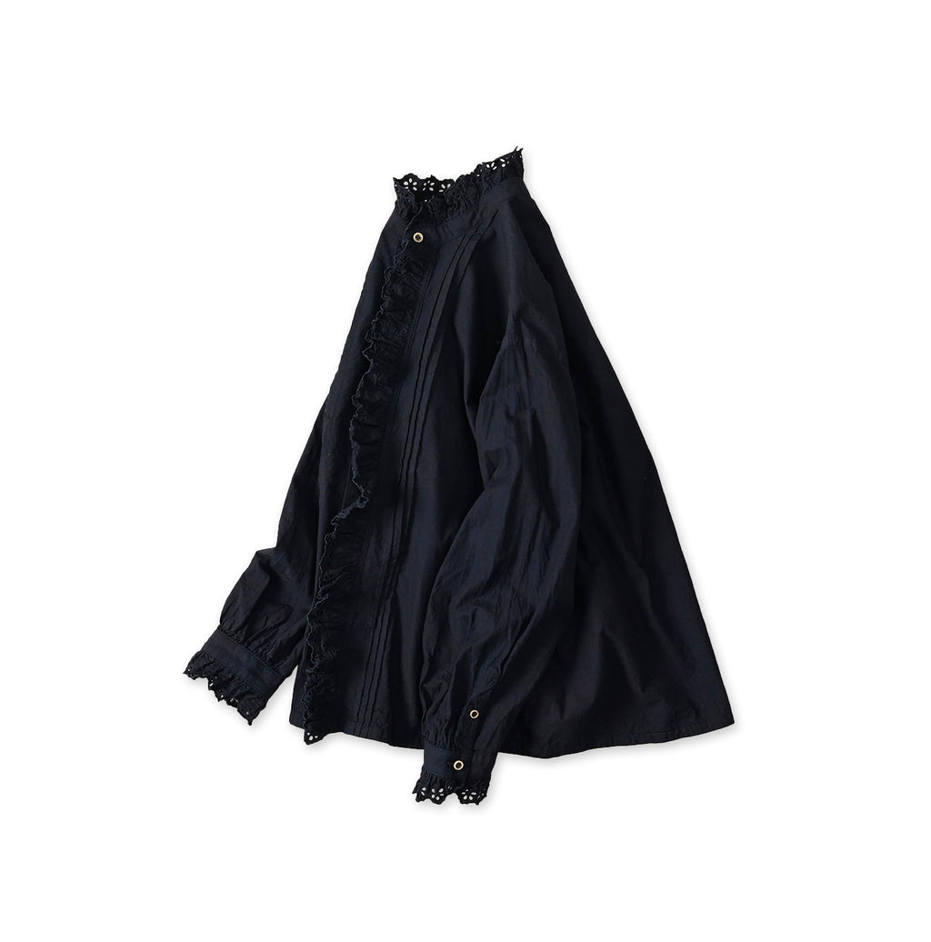 Indigo Supima Batiste Cutwork Blouse