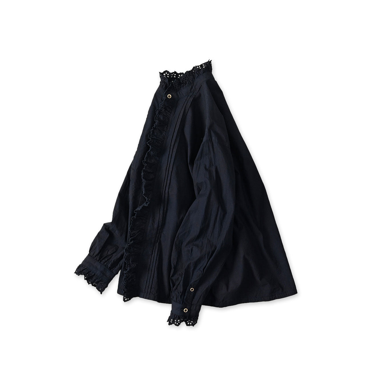 Indigo Supima Batiste Cutwork Blouse