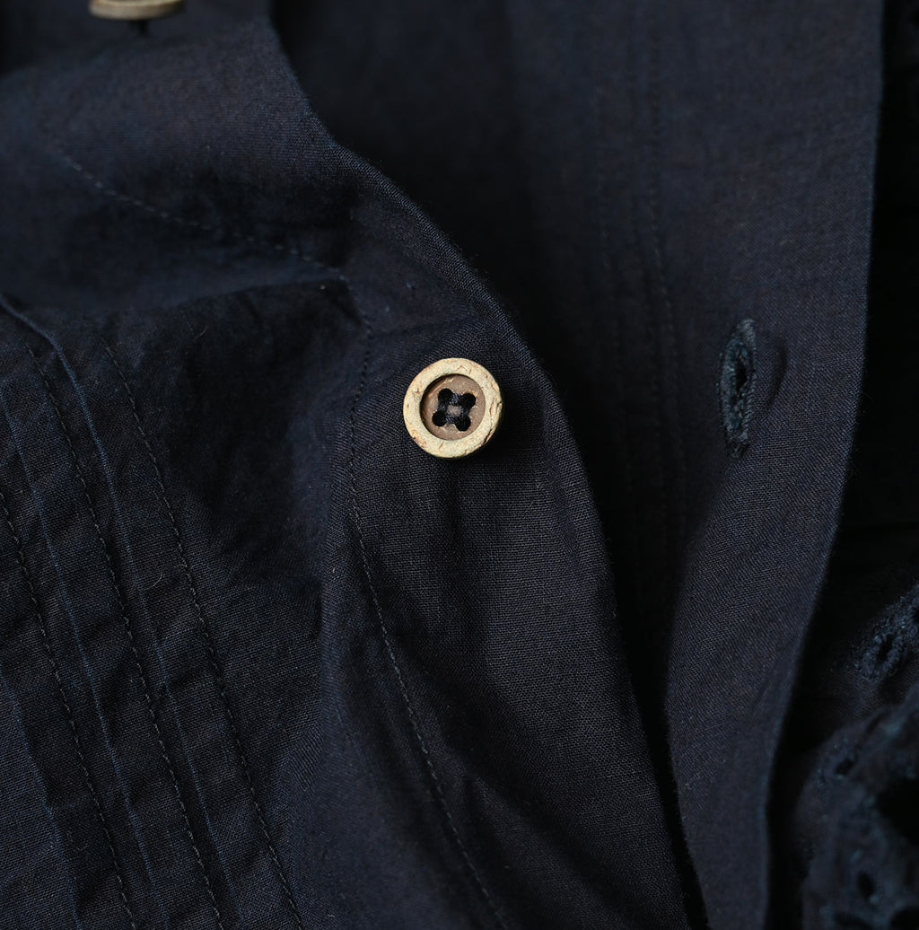 Indigo Supima Batiste Cutwork Blouse Detail