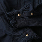 Indigo Supima Batiste Cutwork Blouse Detail