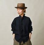 Indigo Supima Batiste Cutwork Blouse Female Model