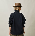 Indigo Supima Batiste Cutwork Blouse Female Model